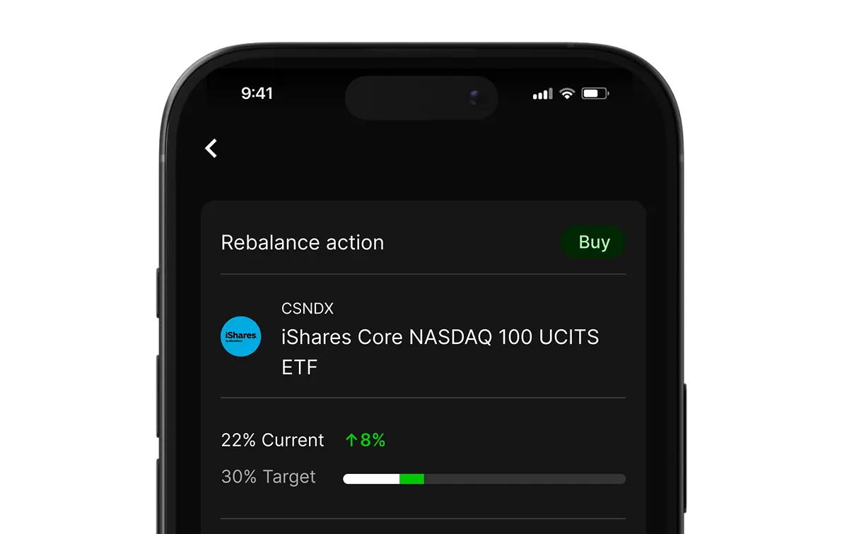 Rebalance action screenshot
